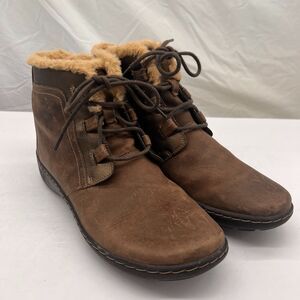 Clarks Collection Cozy-Lined Leather Boots-Cora Chai 8.5M Taupe Bronze